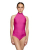 Solid Lycra Halter Leotard Low Back