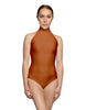 Solid Lycra Halter Leotard Low Back