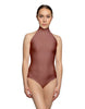 Solid Lycra Halter Leotard Low Back