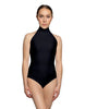 Solid Lycra Halter Leotard Low Back