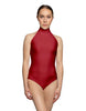 Solid Lycra Halter Leotard Low Back