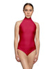 Solid Lycra Halter Leotard Low Back