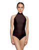 Solid Lycra Halter Leotard Low Back