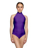 Solid Lycra Halter Leotard Low Back