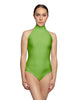 Solid Lycra Halter Leotard Low Back