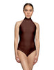 Solid Lycra Halter Leotard Low Back