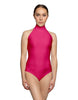 Solid Lycra Halter Leotard Low Back