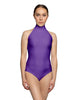 Solid Lycra Halter Leotard Low Back