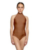 Solid Lycra Halter Leotard Low Back