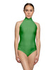 Solid Lycra Halter Leotard Low Back