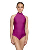 Solid Lycra Halter Leotard Low Back