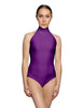 Solid Lycra Halter Leotard Low Back
