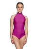 Solid Lycra Halter Leotard Low Back