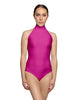 Solid Lycra Halter Leotard Low Back
