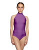 Solid Lycra Halter Leotard Low Back