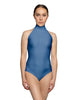 Solid Lycra Halter Leotard Low Back
