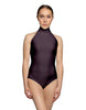 Solid Lycra Halter Leotard Low Back