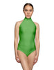 Solid Lycra Halter Leotard Low Back