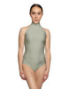 Solid Lycra Halter Leotard Low Back