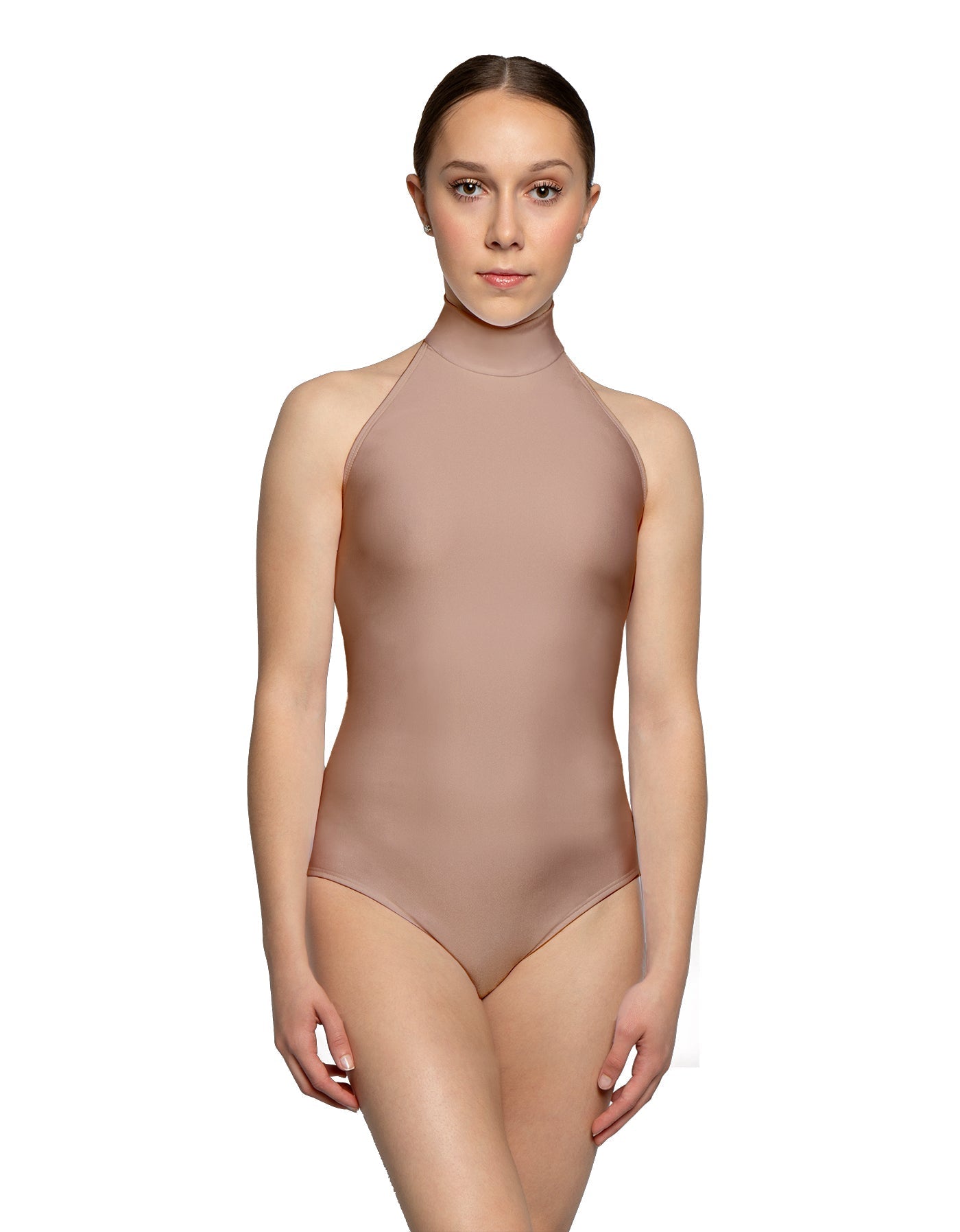 Solid Lycra Halter Leotard Low Back