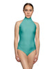 Solid Lycra Halter Leotard Low Back