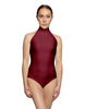 Solid Lycra Halter Leotard Low Back