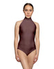 Solid Lycra Halter Leotard Low Back
