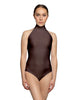 Solid Lycra Halter Leotard Low Back