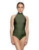 Solid Lycra Halter Leotard Low Back