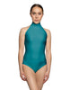 Solid Lycra Halter Leotard Low Back