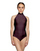 Solid Lycra Halter Leotard Low Back