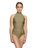 Solid Lycra Halter Leotard Low Back