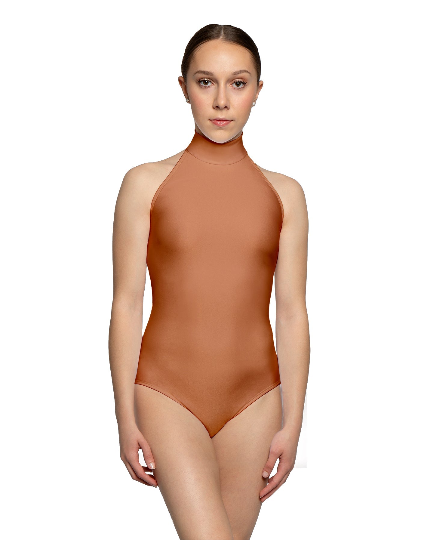 Solid Lycra Halter Leotard Low Back