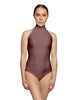 Solid Lycra Halter Leotard Low Back