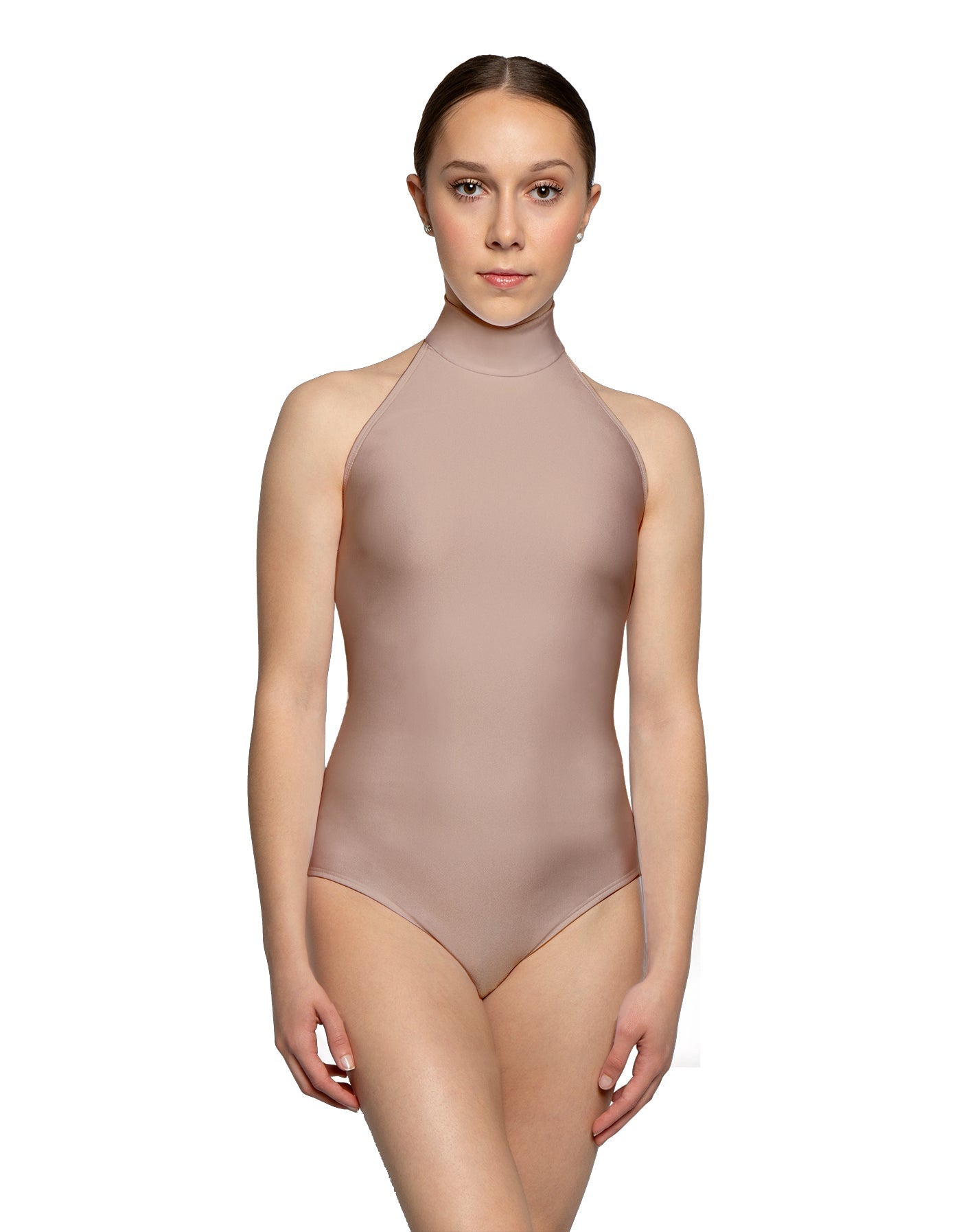Solid Lycra Halter Leotard Low Back
