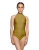 Solid Lycra Halter Leotard Low Back