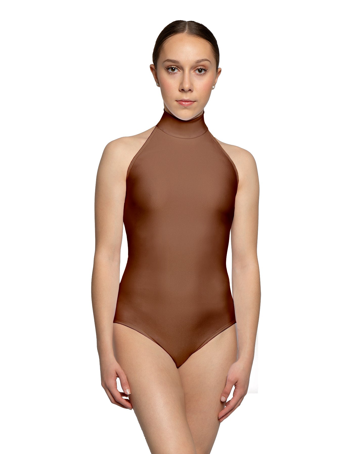 Solid Lycra Halter Leotard Low Back