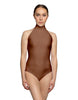 Solid Lycra Halter Leotard Low Back