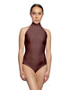 Solid Lycra Halter Leotard Low Back