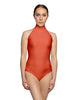 Solid Lycra Halter Leotard Low Back