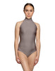 Solid Lycra Halter Leotard Low Back