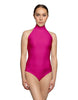 Solid Lycra Halter Leotard Low Back