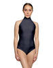 Solid Lycra Halter Leotard with Keyhole Back
