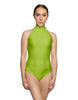 Solid Lycra Halter Leotard with Keyhole Back