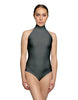 Solid Lycra Halter Leotard with Keyhole Back