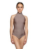 Solid Lycra Halter Leotard with Keyhole Back