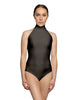 Solid Lycra Halter Leotard with Keyhole Back