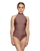 Solid Lycra Halter Leotard with Keyhole Back