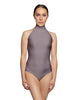 Solid Lycra Halter Leotard with Keyhole Back