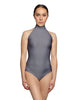 Solid Lycra Halter Leotard with Keyhole Back